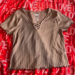 cropped brown shirt